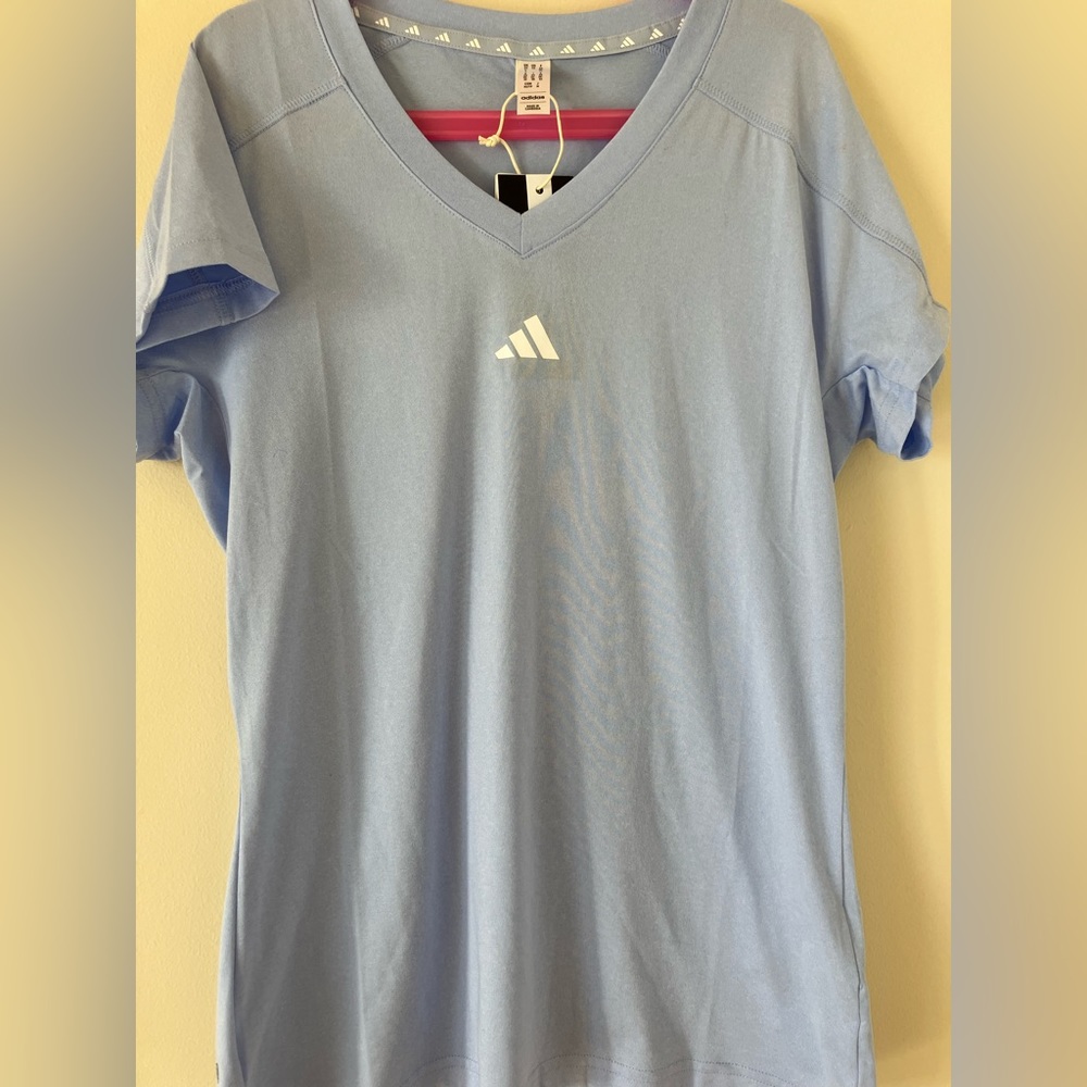 NEW- Adidas V-Neck T-shirt Women Blue. Size XS
